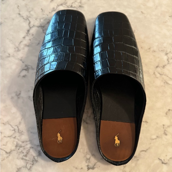 Ralph Lauren croc-embossed leather mules - Picture 2 of 3